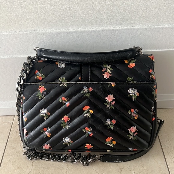 Saint Laurent. Black multi-color flowers college bag. - Picture 3 of 4